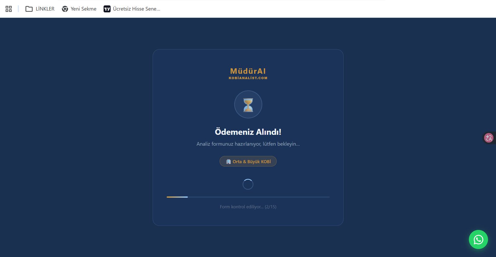 Ödeme başarılı ekranı